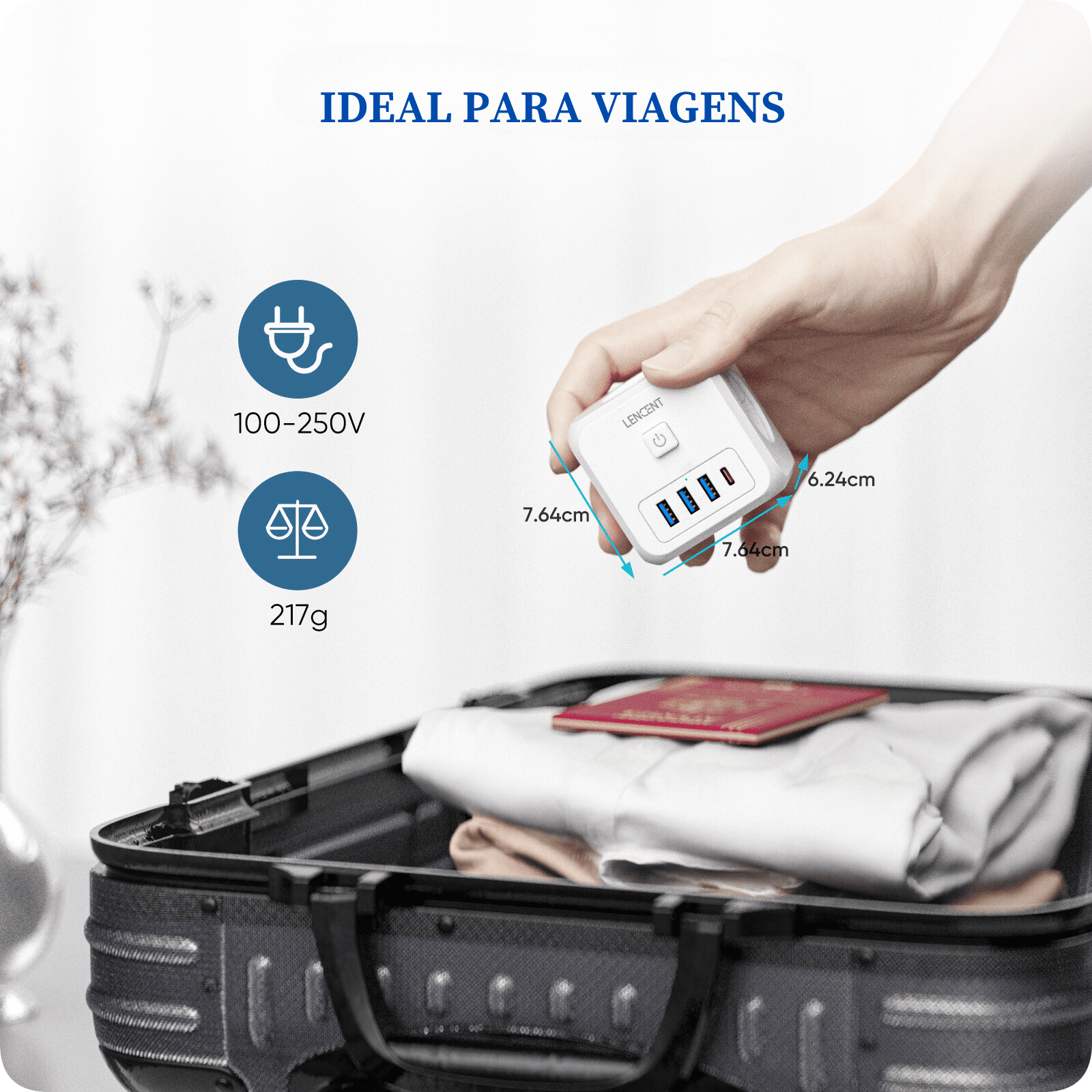 Conector de Tomada Inteligente - Adaptador de Tomada 7 em 1