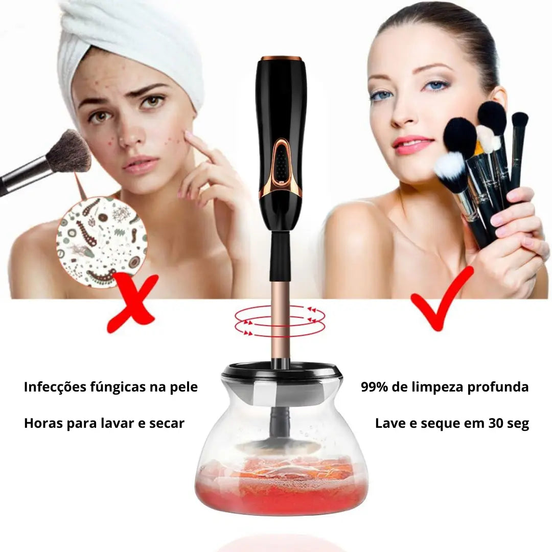 Limpador de Pincéis de Maquiagem e Secador Premium Giratório Elétrico e Automático