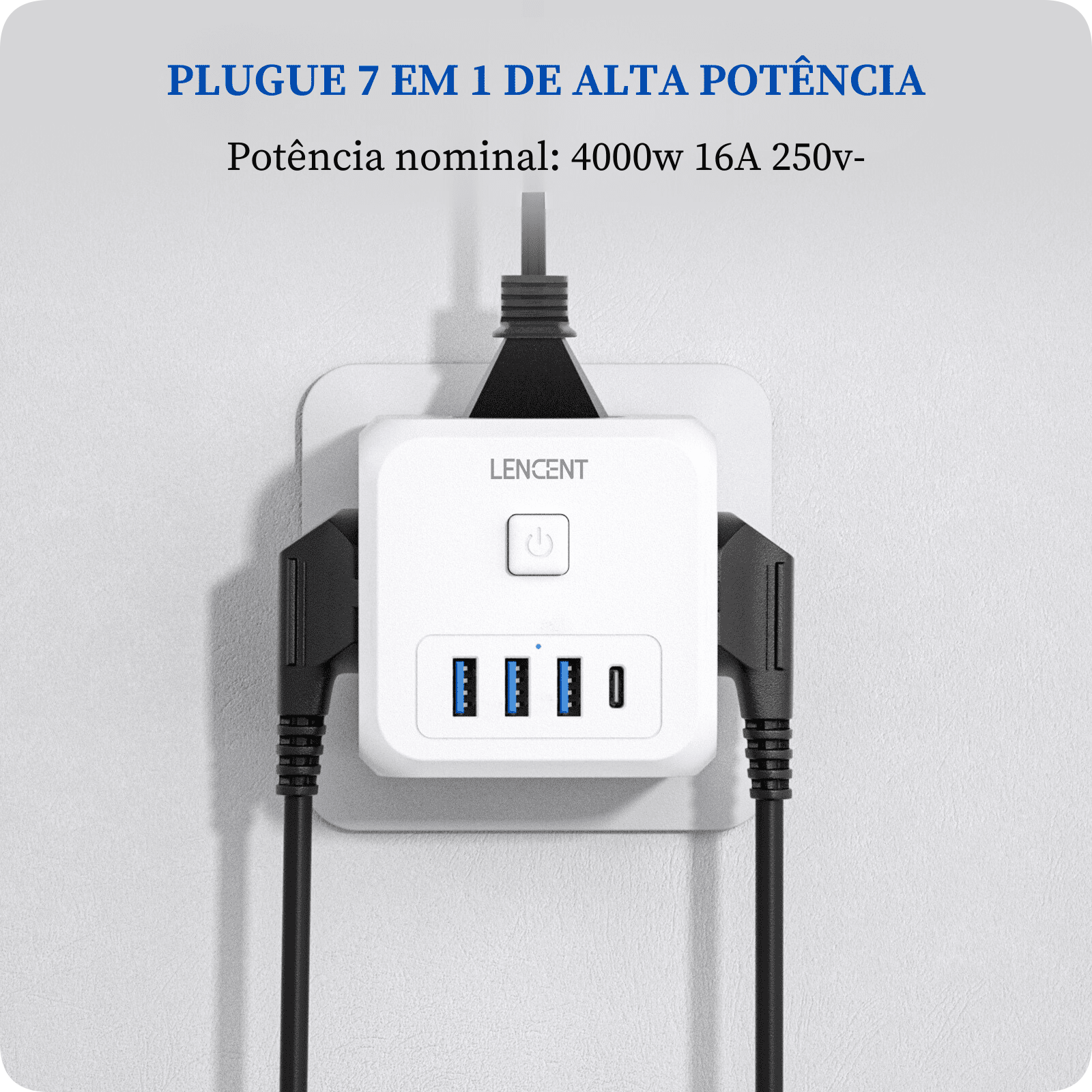 Conector de Tomada Inteligente - Adaptador de Tomada 7 em 1